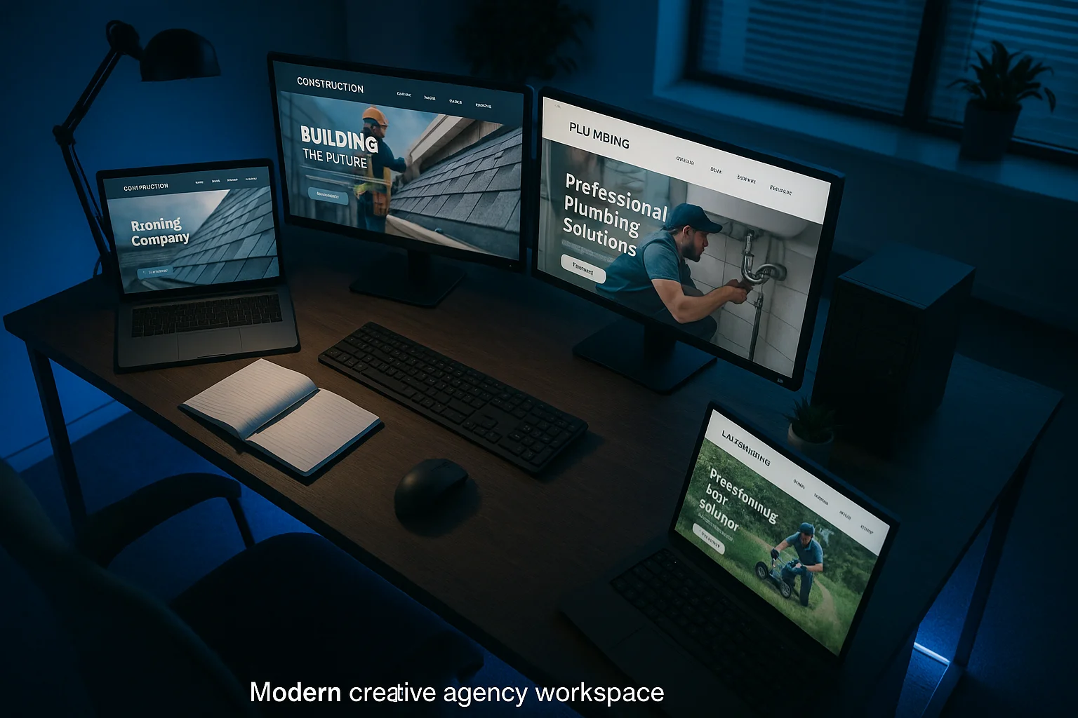 Warm workshop with morning light and professional tools