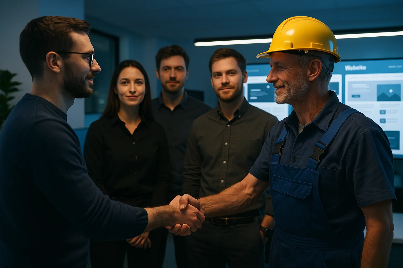 Professional tradesman in front of a modern home
